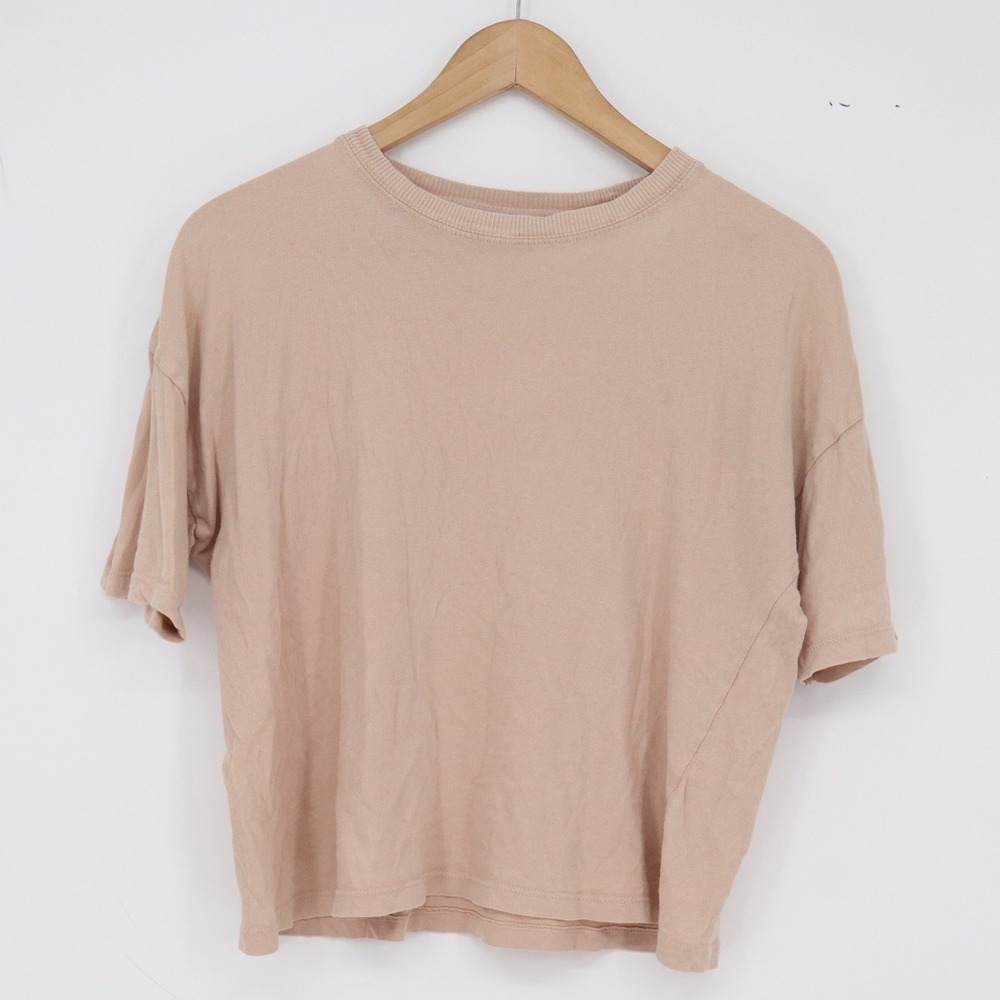 SO T-Shirt Womens S Boxy Tan Short Sleeve Cotton Casual Excellent
